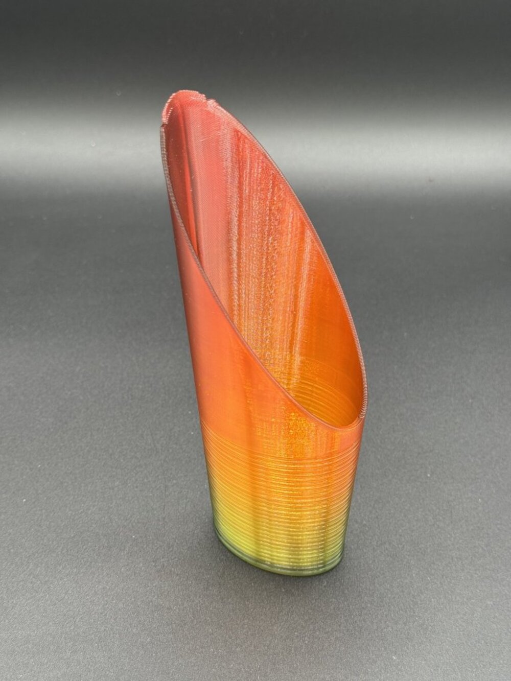 Slant-Cut Soil Scoop | Rainbow Orange | 3D Printed PETG | Holds ~1/4 Quart